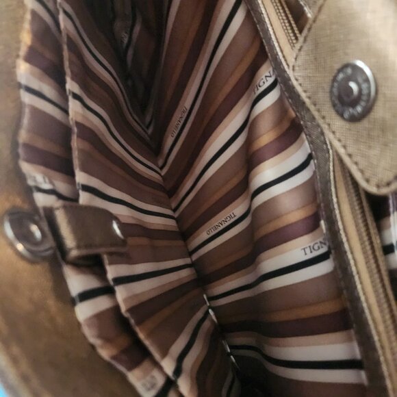 TIGANELLO ~ Genuine Leather Handbag Tote Purse ~ Metallic Shimmer ~ GORGEOUS - Picture 6 of 6